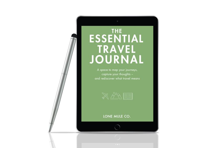 The Essential Travel Journal E-Ink Edition displayed on a tablet with stylus.